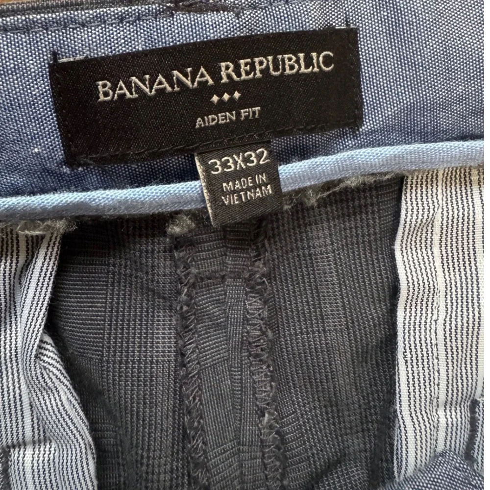 Banana Republic Aiden Fit Chinos Mens 33x32 Grey Excellent Windowpane Plaid Pant